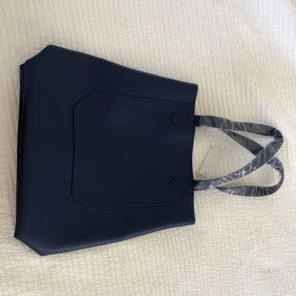 Saks Fifth Avenue pleather tote Blue new